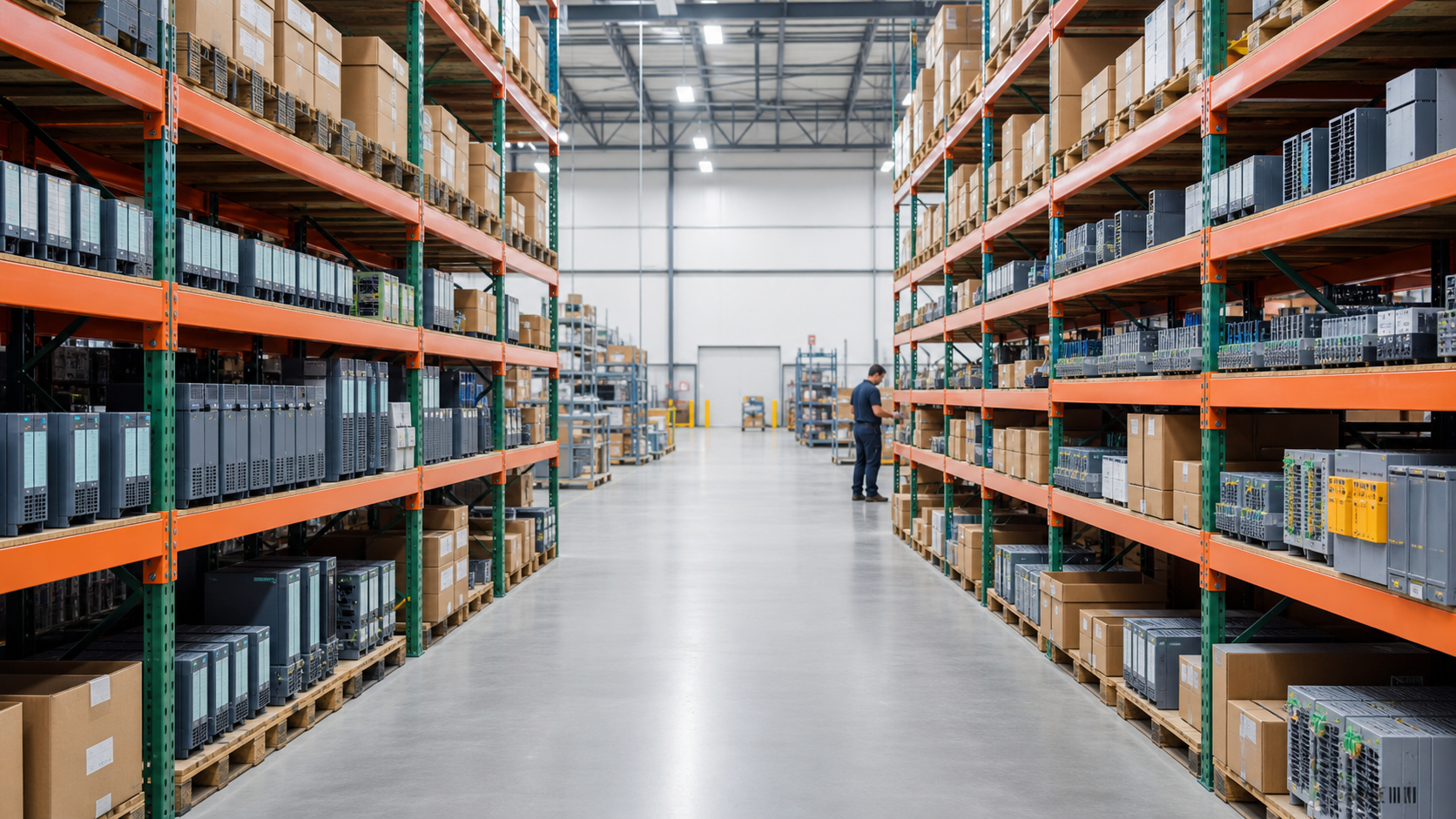 Warehouse team managing industrial spare parts inventory